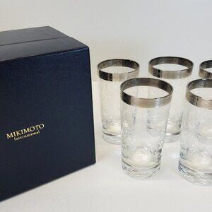 Mikimoto Glassware Platinum Floral Pattern